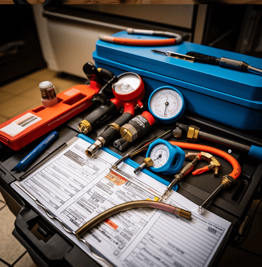 heating and air conditioning technician's toolbox